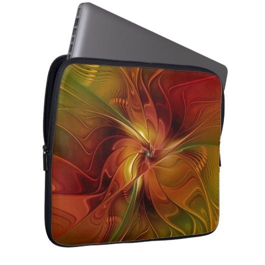 Abstrakte Rote Orange Braun Grünes Fraktal Kunst B Laptopschutzhülle (Vorne Rechts)