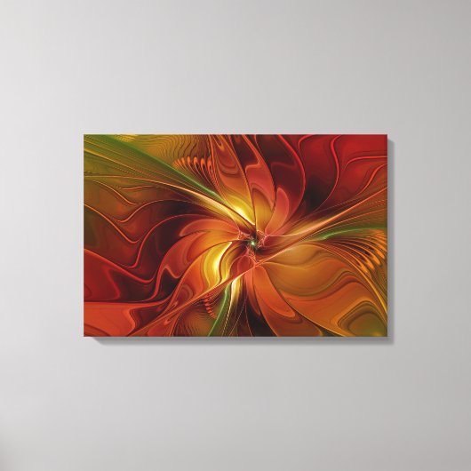 Abstrakte Rote Orange Braun Grünes Fraktal Kunst B Leinwanddruck (Vorderseite)