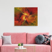 Abstrakte Rote Orange Braun Grünes Fraktal Kunst B Leinwanddruck (Insitu (Wohnzimmer))