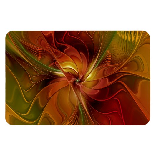 Abstrakte Rote Orange Braun Grünes Fraktal Kunst B Magnet (Horizontal)