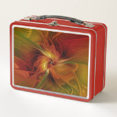 Abstrakte Rote Orange Braun Grünes Fraktal Kunst B Metall Lunch Box (Vorderseite)