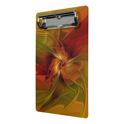 Abstrakte Rote Orange Braun Grünes Fraktal Kunst B Mini Klemmbrett (Gewinkelt2)