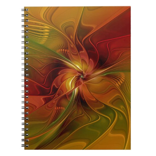 Abstrakte Rote Orange Braun Grünes Fraktal Kunst B Notizblock (Vorderseite)