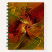 Abstrakte Rote Orange Braun Grünes Fraktal Kunst B Notizblock (Vorderseite)