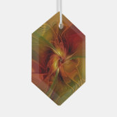 Abstrakte Rote Orange Braun Grünes Fraktal Kunst B Ornament Aus Glas (Vorderseite Rechts)