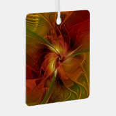 Abstrakte Rote Orange Braun Grünes Fraktal Kunst B Ornament Aus Metall (Vorderseite Rechts)