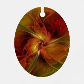 Abstrakte Rote Orange Braun Grünes Fraktal Kunst B Ornament Aus Metall (Rückseite)