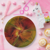 Abstrakte Rote Orange Braun Grünes Fraktal Kunst B Pappteller (Party)