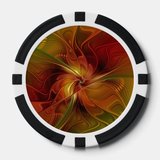 Abstrakte Rote Orange Braun Grünes Fraktal Kunst B Pokerchips (Vorderseite)