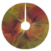 Abstrakte Rote Orange Braun Grünes Fraktal Kunst B Polyester Weihnachtsbaumdecke (Vorderseite)