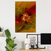 Abstrakte Rote Orange Braun Grünes Fraktal Kunst B Poster (Heimbüro)