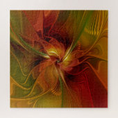 Abstrakte Rote Orange Braun Grünes Fraktal Kunst B Puzzle (Horizontal)