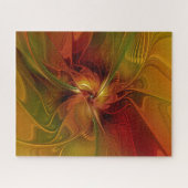 Abstrakte Rote Orange Braun Grünes Fraktal Kunst B Puzzle (Horizontal)