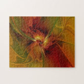 Abstrakte Rote Orange Braun Grünes Fraktal Kunst B Puzzle (Horizontal)
