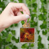 Abstrakte Rote Orange Braun Grünes Fraktal Kunst B Schlüsselanhänger (Hand)