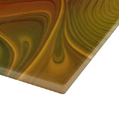 Abstrakte Rote Orange Braun Grünes Fraktal Kunst B Schneidebrett (Ecke)