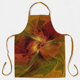 Abstrakte Rote Orange Braun Grünes Fraktal Kunst B Schürze