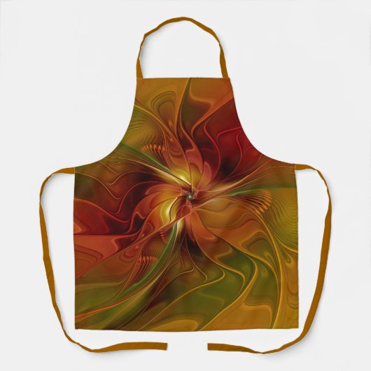 Abstrakte Rote Orange Braun Grünes Fraktal Kunst B Schürze (Vorderseite)