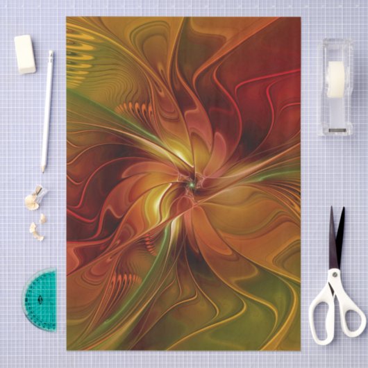 Abstrakte Rote Orange Braun Grünes Fraktal Kunst B Seidenpapier (Handwerk)