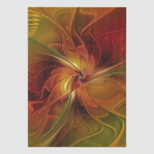 Abstrakte Rote Orange Braun Grünes Fraktal Kunst B Seidenpapier