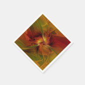 Abstrakte Rote Orange Braun Grünes Fraktal Kunst B Serviette (Ecke)