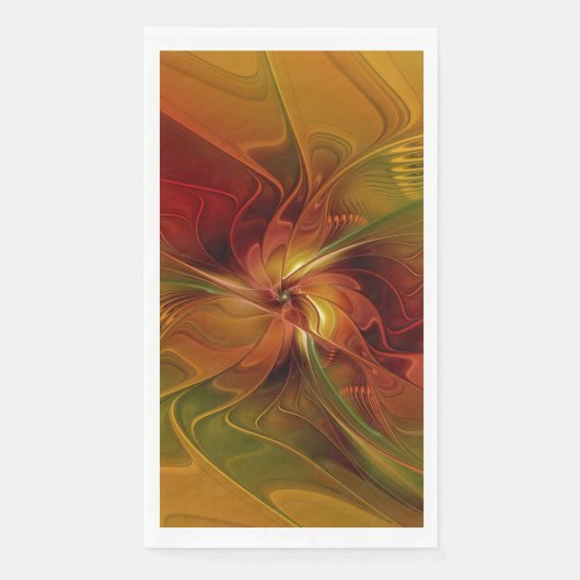 Abstrakte Rote Orange Braun Grünes Fraktal Kunst B Serviette (Vorderseite)