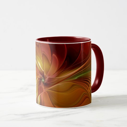 Abstrakte Rote Orange Braun Grünes Fraktal Kunst B Tasse (VorderseiteRechts)