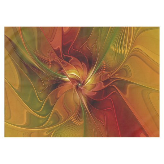 Abstrakte Rote Orange Braun Grünes Fraktal Kunst B Tischdecke (Vorderseite (Horizontal))
