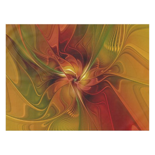 Abstrakte Rote Orange Braun Grünes Fraktal Kunst B Tischdecke (Vorderseite (Horizontal))