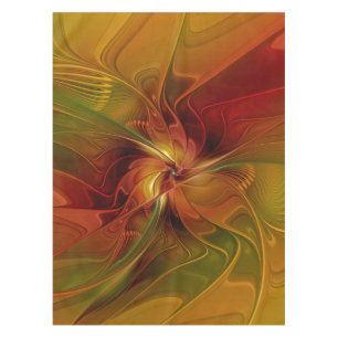 Abstrakte Rote Orange Braun Grünes Fraktal Kunst B Tischdecke