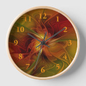 Abstrakte Rote Orange Braun Grünes Fraktal Kunst B Uhr (Vorderseite)