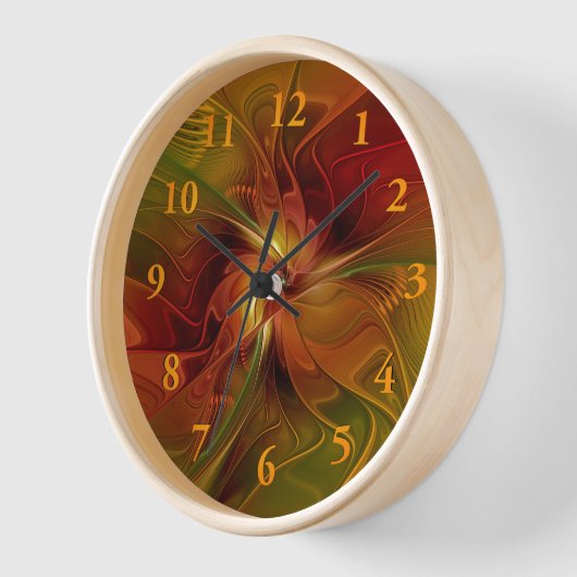 Abstrakte Rote Orange Braun Grünes Fraktal Kunst B Uhr (Winkel)