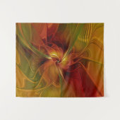 Abstrakte Rote Orange Braun Grünes Fraktal Kunst B Wandteppich (Vorderseite (Horizontal))