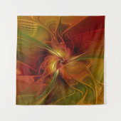 Abstrakte Rote Orange Braun Grünes Fraktal Kunst B Wandteppich (Vorderseite)