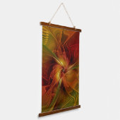 Abstrakte Rote Orange Braun Grünes Fraktal Kunst B Wandteppich Mit Holzrahmen (Gewinkelt)