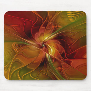 Abstrakte rote orange braune grüne Fractal Art Blu Mousepad