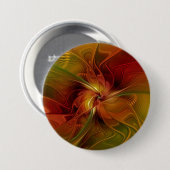 Abstrakte rote orangebraune grüne Fraktal-Kunst-Bl Button (Vorne & Hinten)