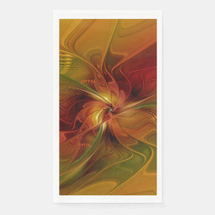 Abstrakte rote orangebraune grüne Fraktal-Kunst-Bl Serviette