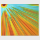 Abstrakte rote, orangefarbene Streifen auf blau Geschenkpapier (Flach)