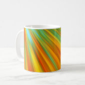 Abstrakte rote, orangefarbene Streifen auf blau Kaffeetasse (Vorderseite Links)