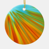 Abstrakte rote, orangefarbene Streifen auf blau Keramik Ornament (Vorne)