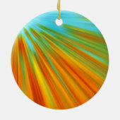 Abstrakte rote, orangefarbene Streifen auf blau Keramik Ornament (Hinten)