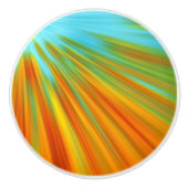 Abstrakte rote, orangefarbene Streifen auf blau Keramikknauf (Vorderseite)