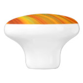 Abstrakte rote, orangefarbene Streifen auf blau Keramikknauf (Seitenansicht)