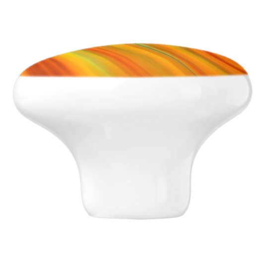 Abstrakte rote, orangefarbene Streifen auf blau Keramikknauf (Seitenansicht)