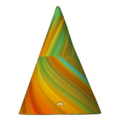 Abstrakte rote, orangefarbene Streifen auf blau Partyhütchen (Rechts)