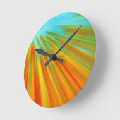 Abstrakte rote, orangefarbene Streifen auf blau Runde Wanduhr (Winkel)