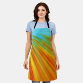 Abstrakte rote, orangefarbene Streifen auf blau Schürze (Getragen)