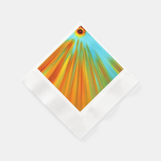 Abstrakte rote, orangefarbene Streifen auf blau Serviette (Ecke)