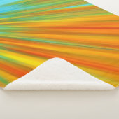 Abstrakte rote, orangefarbene Streifen auf blau Sherpadecke (3/4)